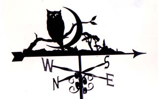 Owl with Crescent moon weathervane
